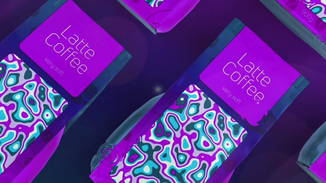 Purple Latte Coffee Bags with Abstract Design