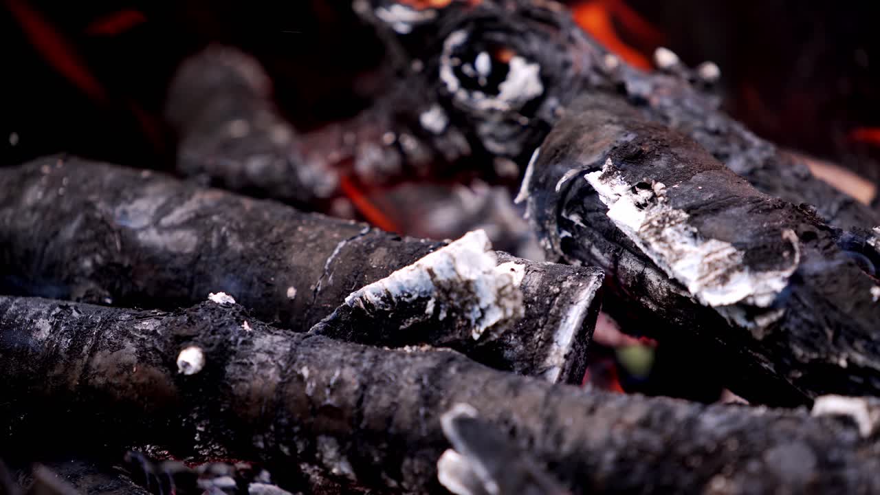 ?hargrill with burning wood. Prepare charcoal before grilling meat