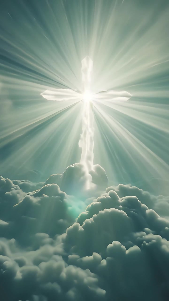 Sfondo per Adorazione 4K: Croce Cristiana e Luce Celeste