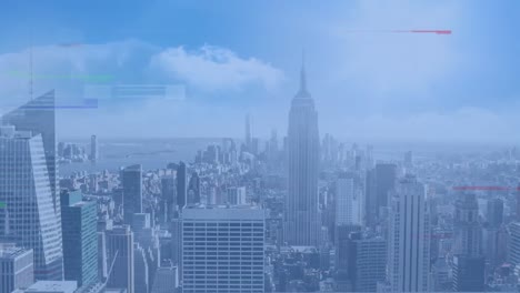 animation of glitch effect against aerial view of cityscape