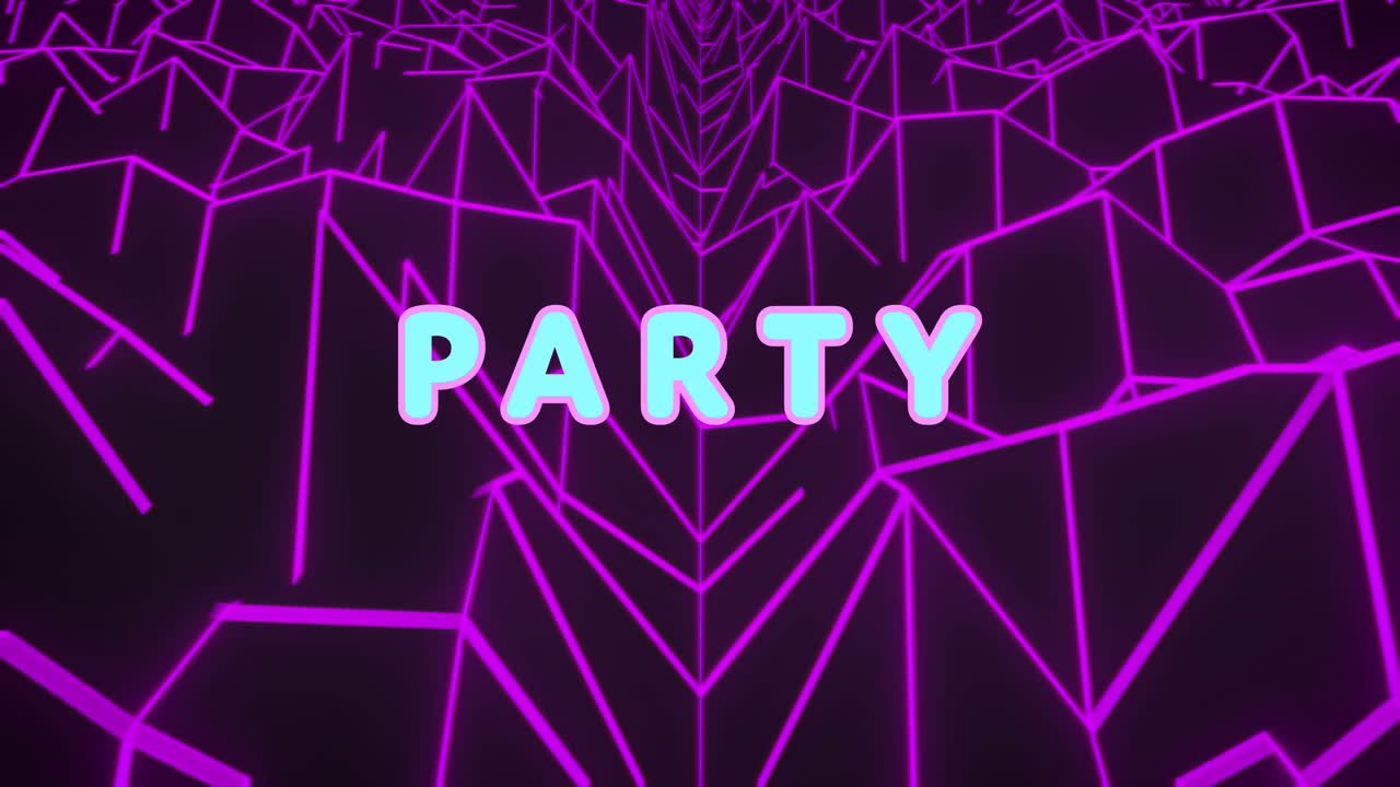 animación del texto de la fiesta sobre montañas digitales