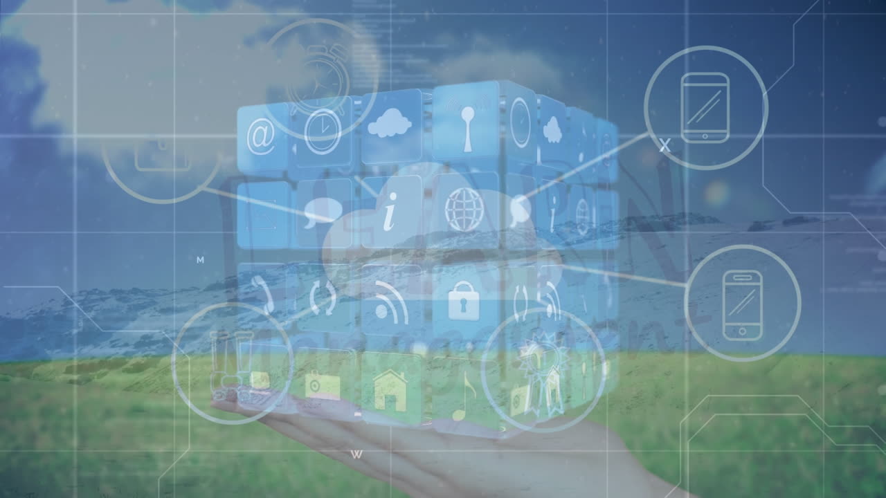 景観上のアイコンを使った接続ネットワークのアニメーション