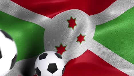 bandera de burundi con pelotas de fútbol