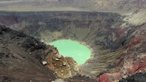 static view of green crater lake in deep santa ana volcano caldera