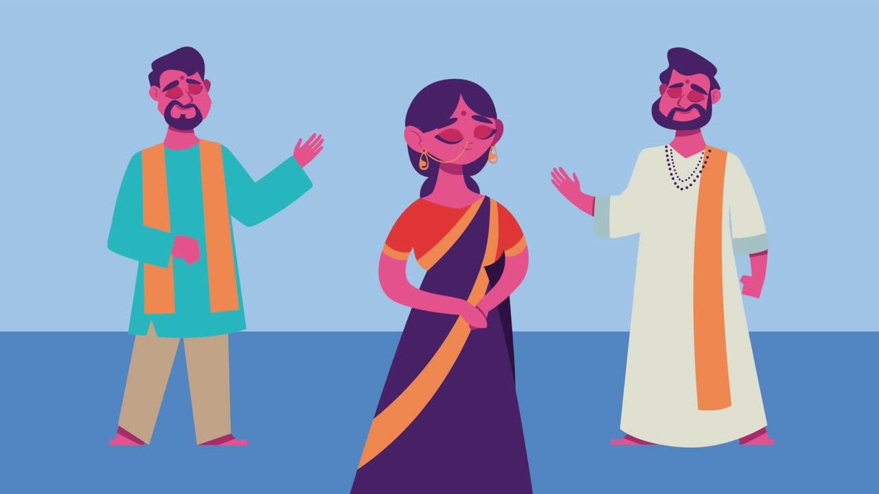 전통 의복 을 입은 인도인 들