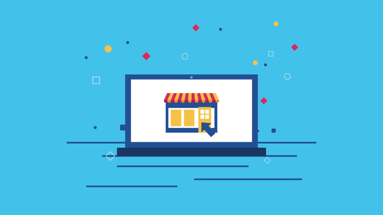 portátil con animación de marketing en las redes sociales