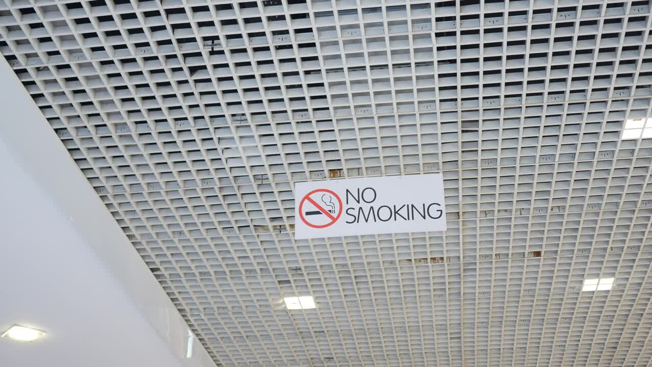 No Smoking Sign on a White Ceiling