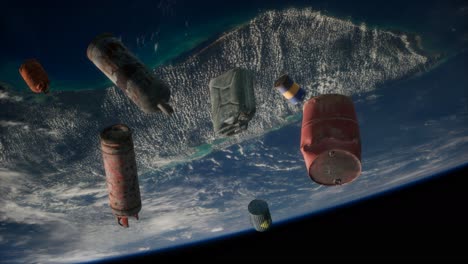 contaminación de la atmósfera del planeta tierra y el espacio