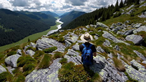 hiker enjoying a mountain vista