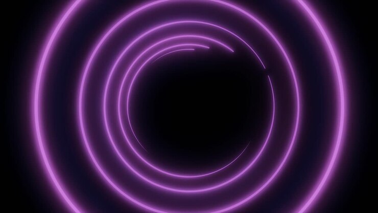 Fondo abstracto de círculos de neón púrpura