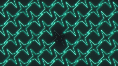a mesmerizing digital illustration features a glowing blue star pattern against a black backdrop. the stars are formed by a series of interconnected triangles, creating a striking neon appearance
