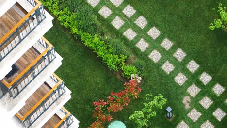 residential building courtyard with landscaping