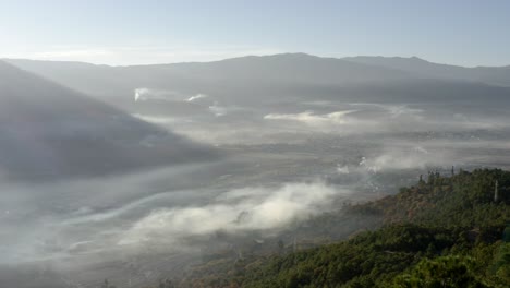 mountain valley deforestation in china yunnan, agriculture habitat loss, aerial