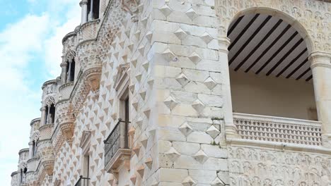 guadalajara, spain: a stunning detail shot captures the infantado palace's iconic diamond facade. its intricate ornate details showcase exquisite renaissance architecture and timeless artistry.