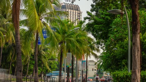 sanya day time traffic street panorama 4k timelapse hainan island china