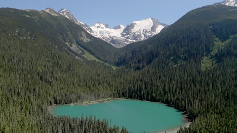 turquoise lake surrounded with dense trees in joffre lakes provincial park in british columbia, canada