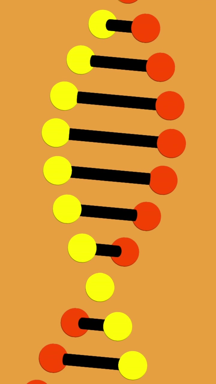 Animation af 3D DNA-streng på orange baggrund
