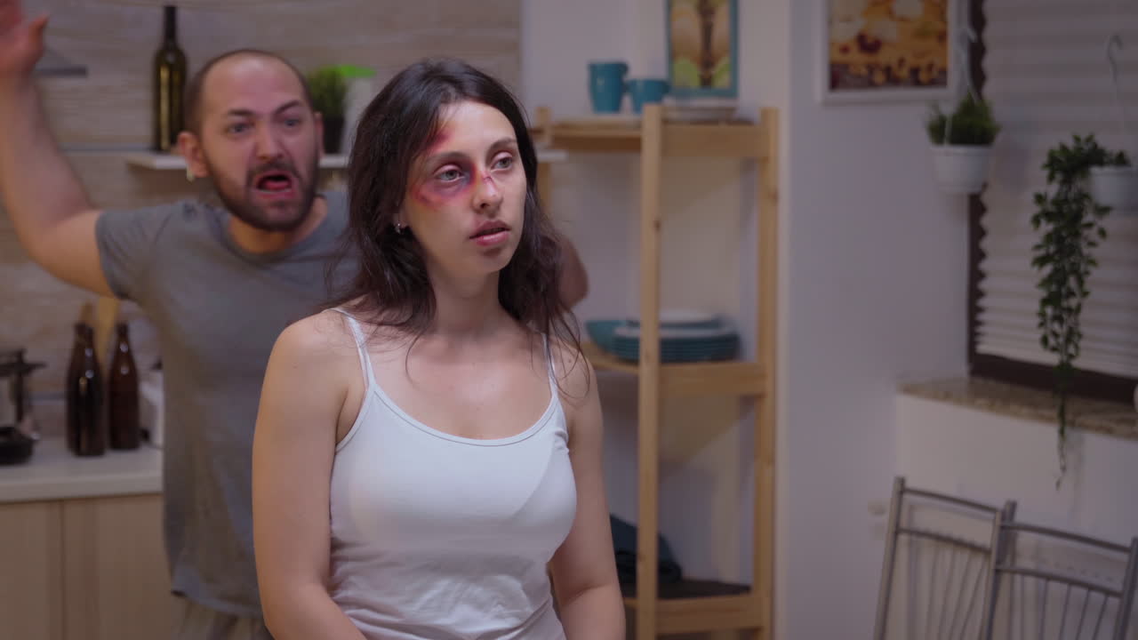 esposa abusada por un marido alcohólico