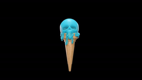 blue melting ice cream in the form of a skull with alpha channel