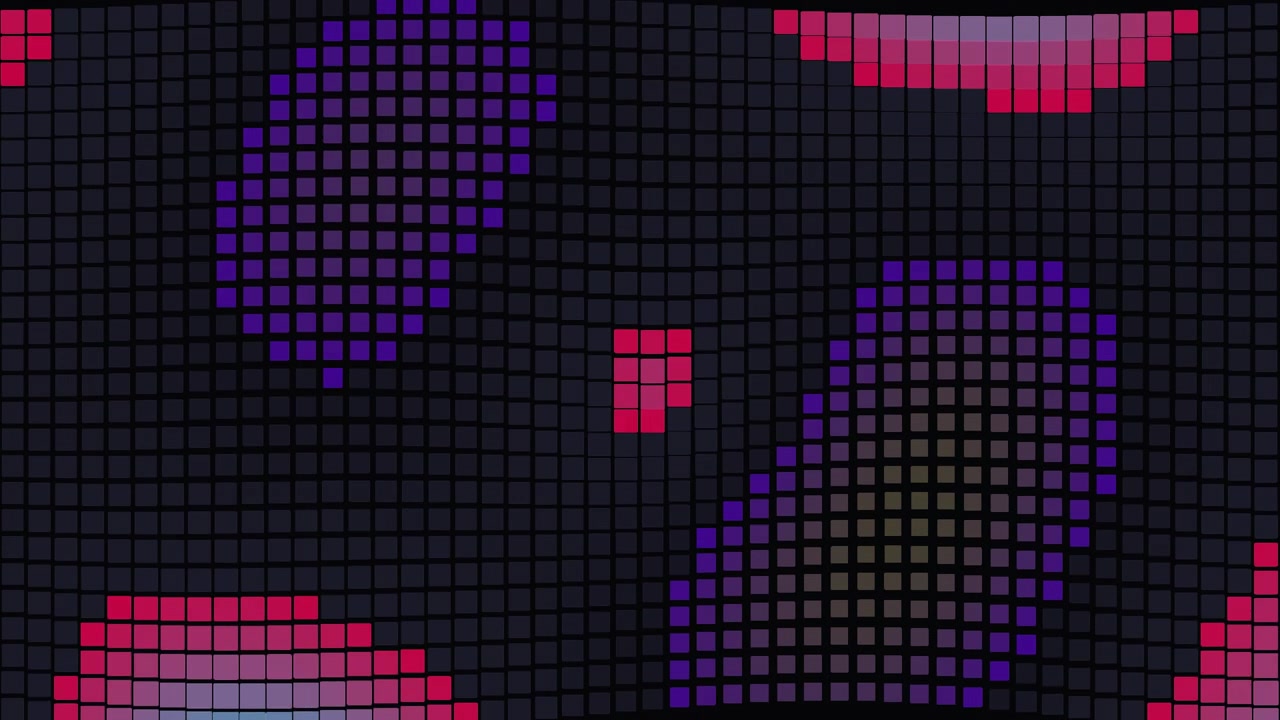 Sfondo animato astratto con griglia di pixel al neon pulsante