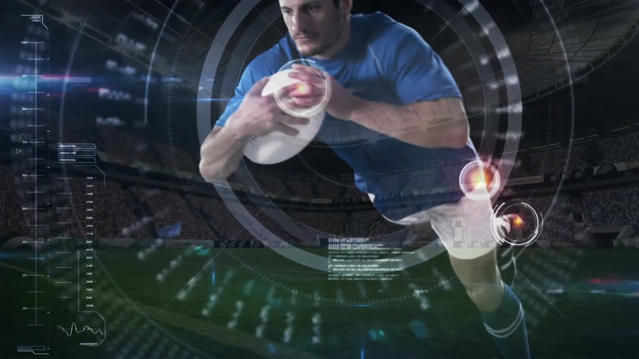 jugador de rugby buceando para anotar en el estadio