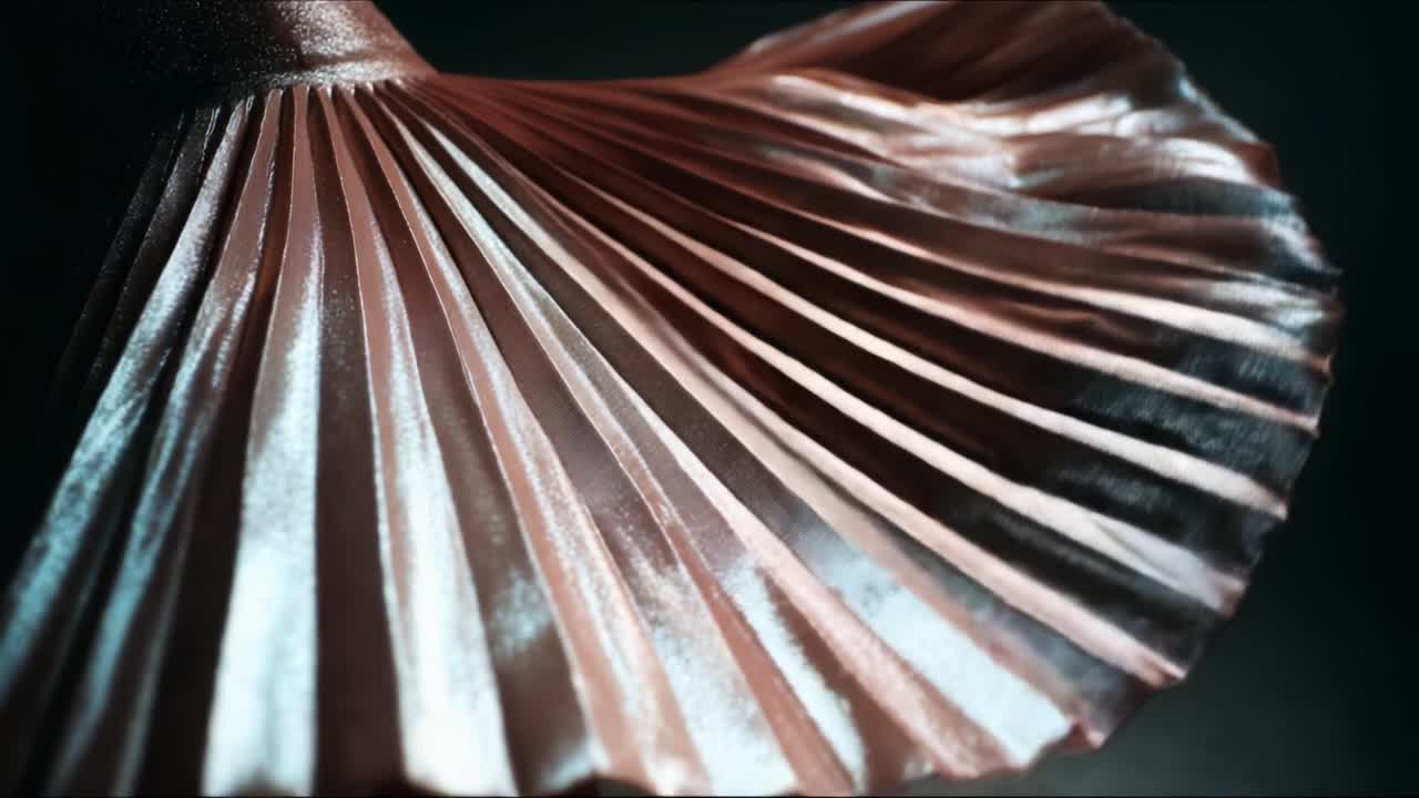 A Captivating Display of the Elegant Movement and Textured Details of a Pleated Skirt, Showcasing the Subtle Play of Light and Shadow on Its Beautiful Fabric and Refined Design Attributes