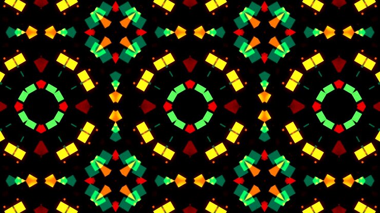 Sfondo video caleidoscopico colorato. Sfondo astratto