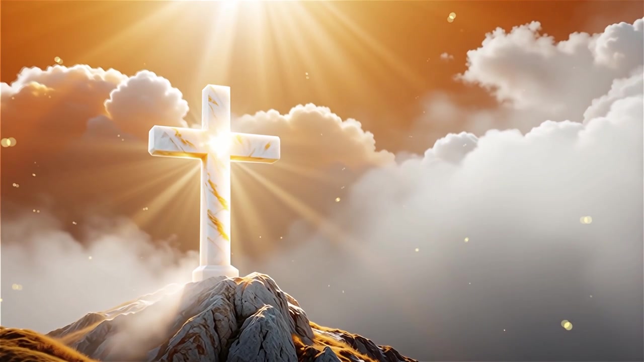 Christian Cross Heavenly Light Worship Background