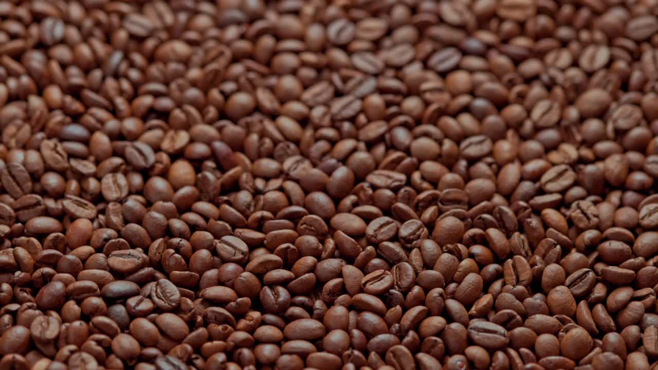 은 커피 콩의 전체 프레임 루프 회전 배경