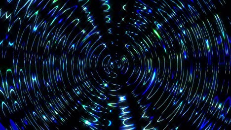 círculo sin costuras. 4k, luz brillante que arregla movimientos sutiles de color azul con ondas de puntos