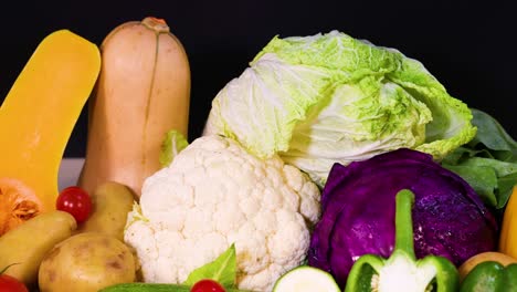 assorted vegetables displayed on a black background