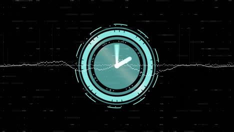 animación de reloj moviéndose rápido y líneas de puntos blancos