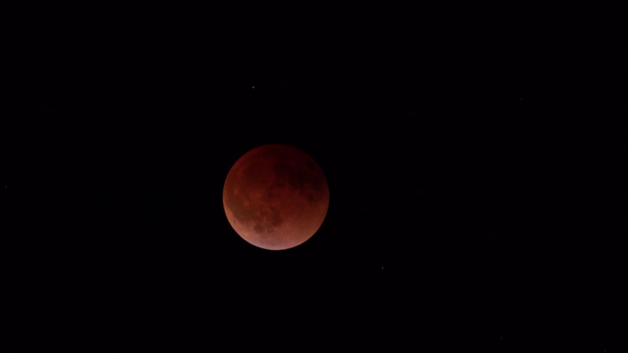 Blood Moon Total Lunar Eclipse in Dark Night Sky