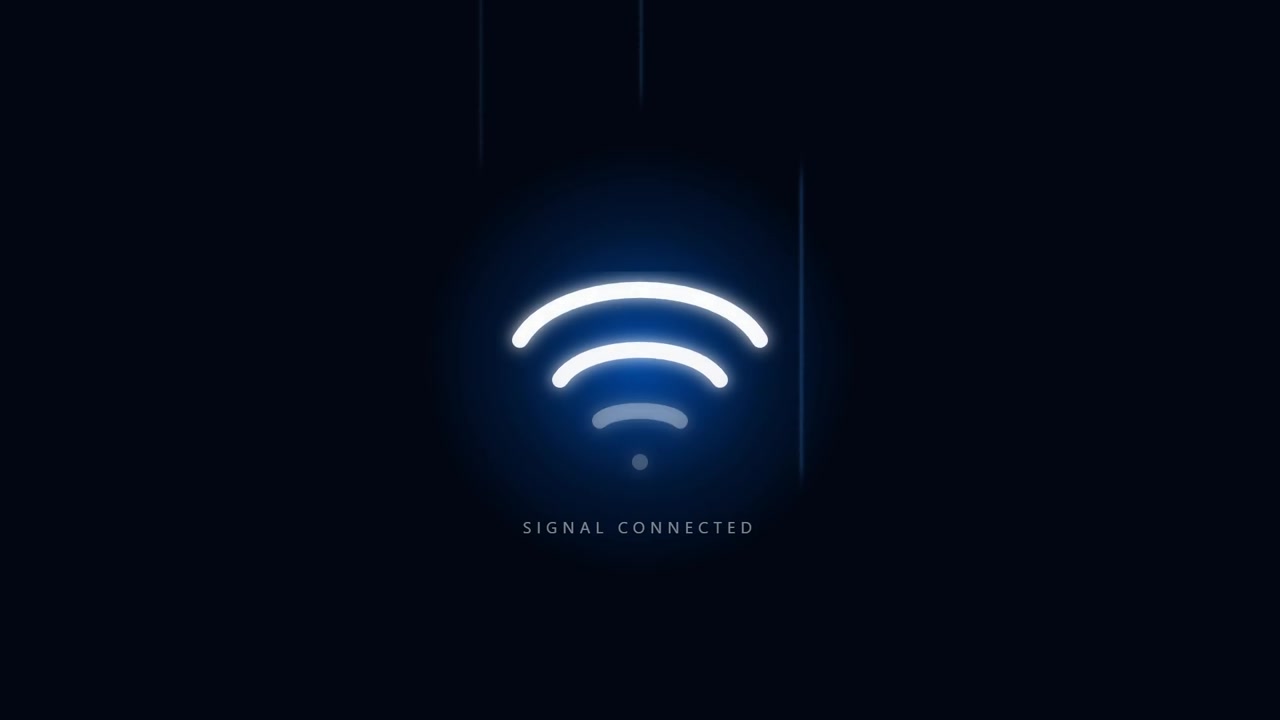 Icona animata di segnale Wi-Fi connesso su sfondo scuro