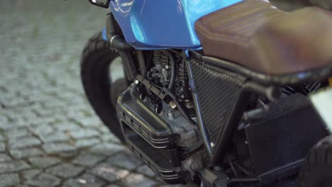 motorcycle engine and radiator close-up