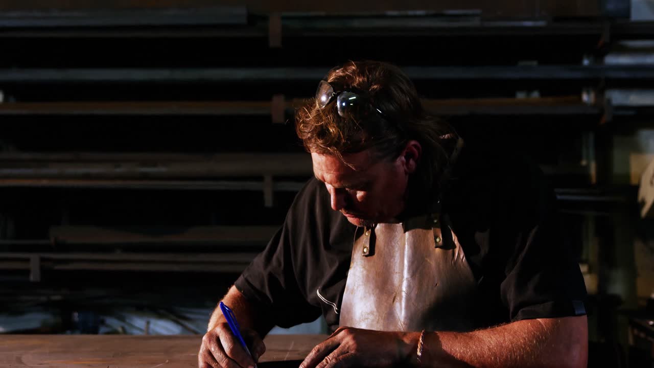 soldador trabajando en el plano