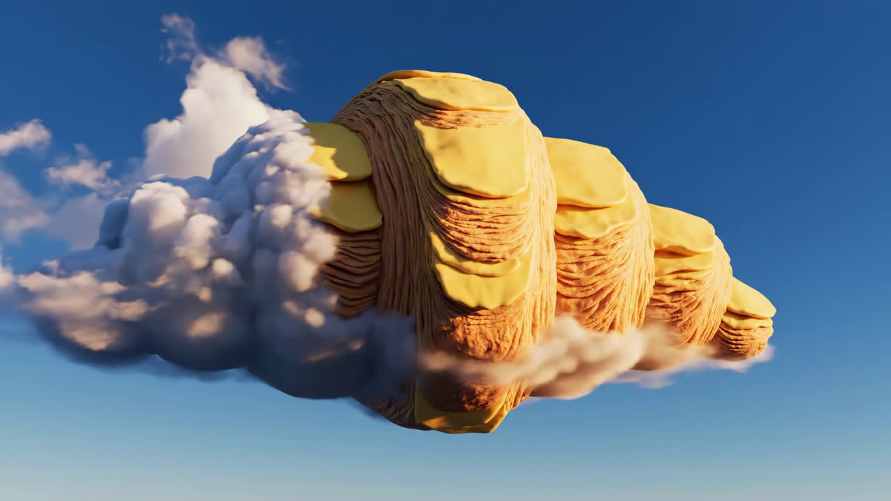 A mountain-shaped cloud in a blue sky