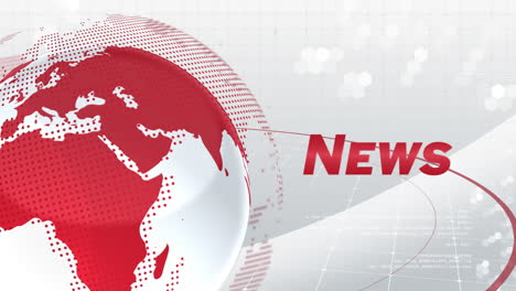 animation of red word news with globe rotating in background