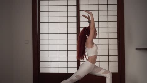 woman practicing yoga poses