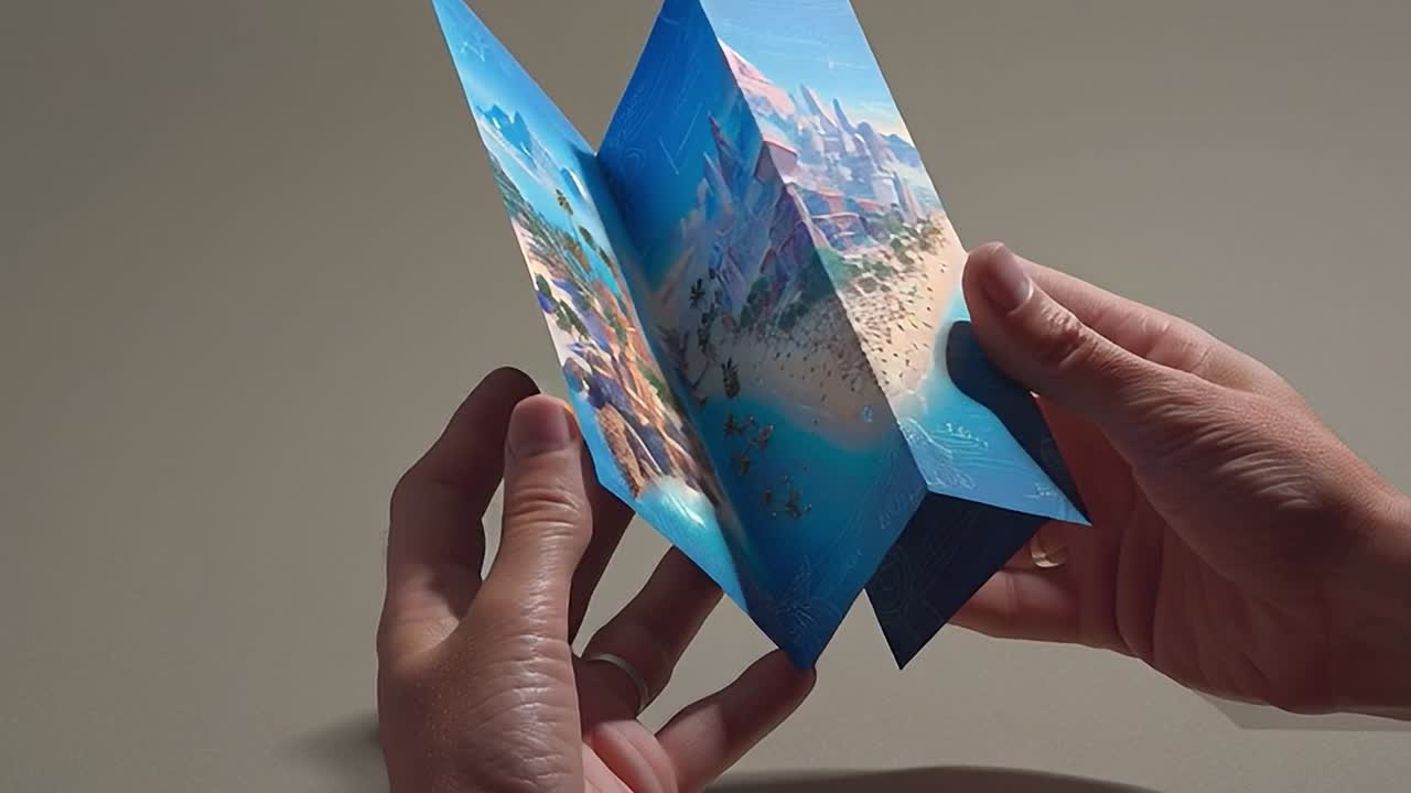 Exploring a colorful travel map depicting tropical destinations