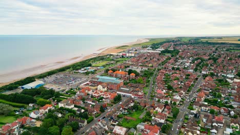 aerial drone footage of the seaside town of skegness, on the lincolnshire coast