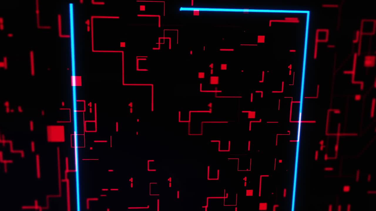 4k Abstract 3d technology background made of simple glowing geometric shapes
