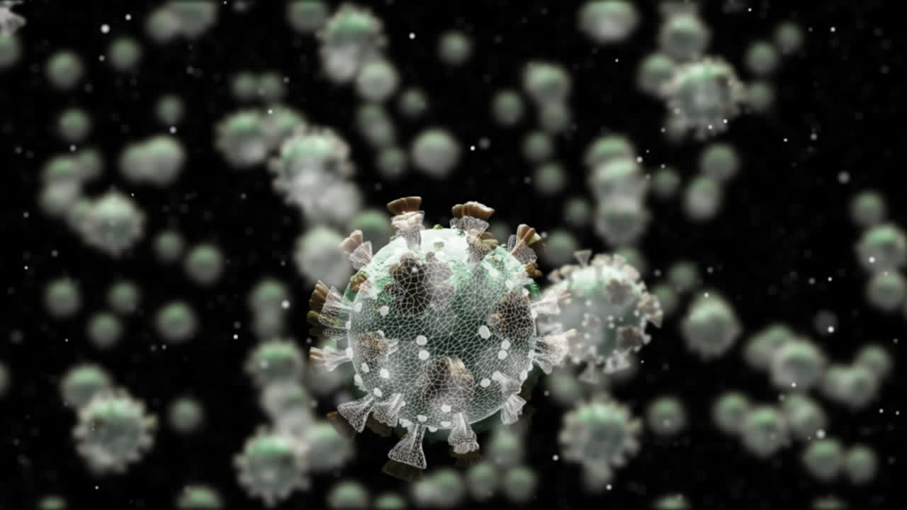 animación de las células del virus sobre el fondo negro.