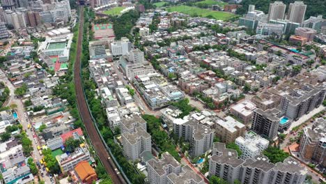 Aerial-view-of-Railway,-Kowloon,-Hong-Kong