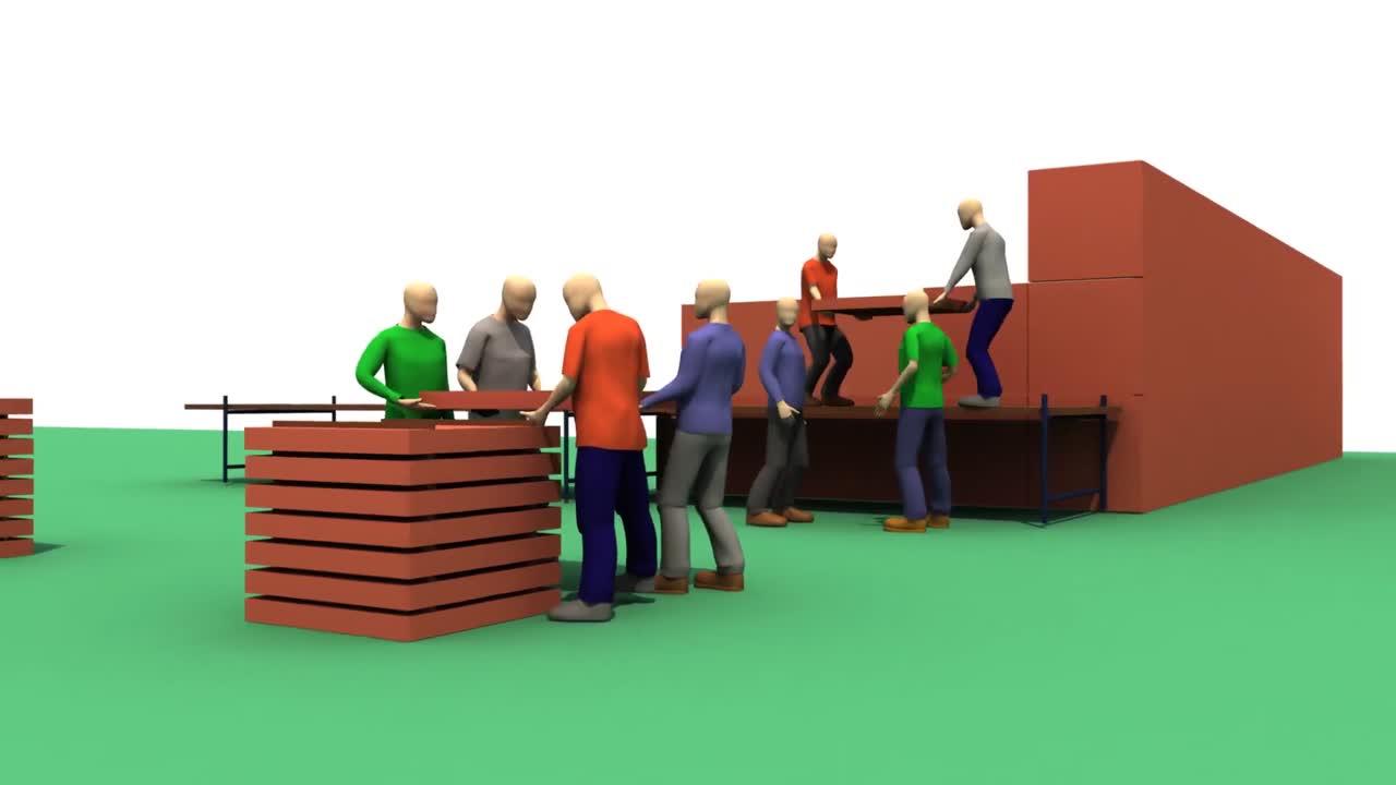 hombres en 3d construyendo una casa