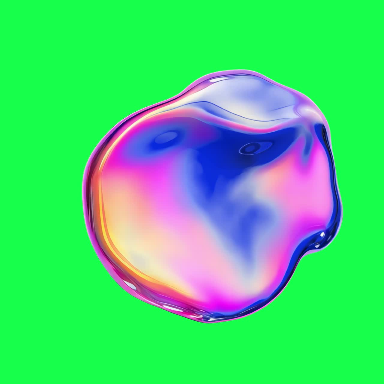 Colorful abstract 3D shape animation, transparent 4K video, green screen