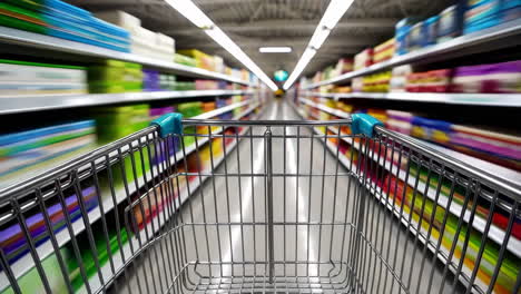 un carrito de compras vacío en una tienda de comestibles