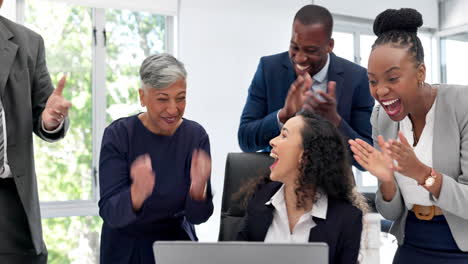 happy business people, laptop