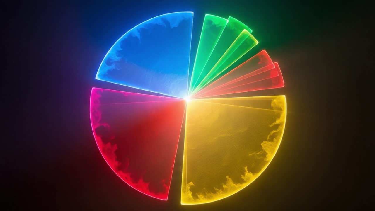 Vibrant Circular Composition Showcasing Colorful Segments in Dynamic Arrangement Featuring Bright Neon Hues and Subtle Textures in a Dark Background