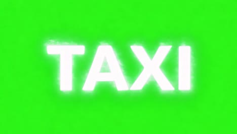 white smoke forms the word taxi against a vibrant green screen background, creating a striking visual effect